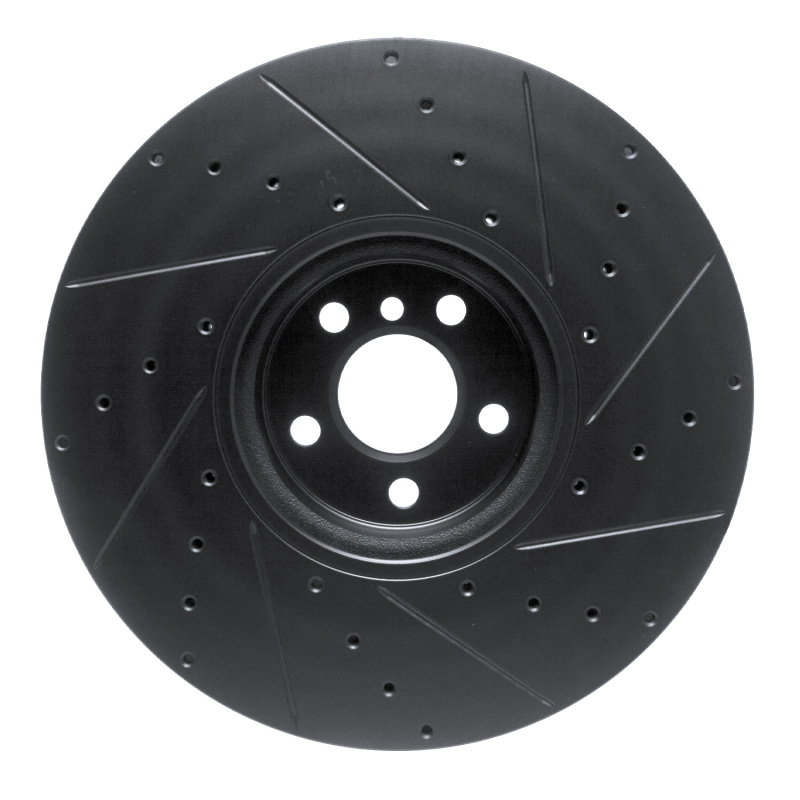 BMW i5 Brake Rotor (1) - Left Front - R1 Concepts - Drilled & Slotted - Black - `16-`25